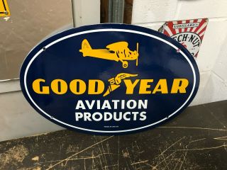 " Goodyear Aviation Products " Porcelain Advertising Sign,  (dated 1939) Near