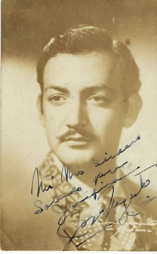 Legendary Mexican Actor & Singer Jorge Negrete,  Autographed Studio Postcard.