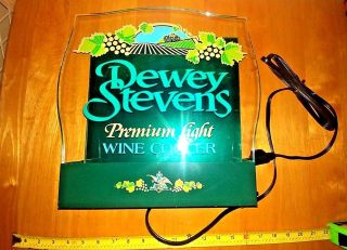 Vintage Dewey Stevens Wine Cooler Sign Light Man Cave Ready