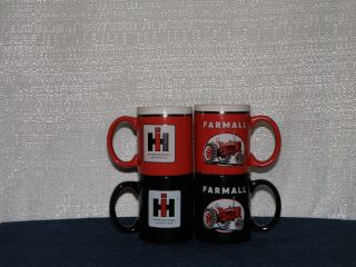 International Farmall Ih Tractor Coffee Cups (set Of 4 Pc) - - Black/red