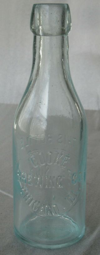 Antique Blob Beer Bottle Cooke Brewing Co Chicago Il Pony Size Small