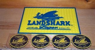 Landshark Lager Beer Spill Bar Mat Coaster & 4 Bar Coasters