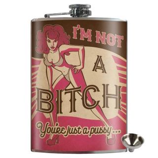 Not A Bitch Stainless Steel Hip Flask Gift Retro Novelty Bar Drink Alcohol