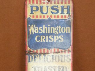 Antique Washington Crisps Toasted Corn Flakes Cereal Advertising Door Push Sign 3
