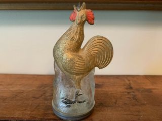 ROOSTER CROWING GLASS CANDY CONTAINER PAINT 2