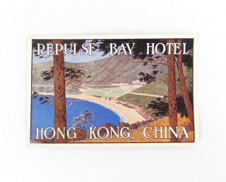 China Hong Kong Repulse Bay Hotel 1930s Luggage Label Orig Dan Sweeney