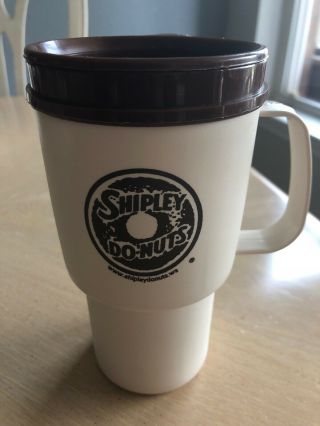 14 oz.  Vintage Shipley Do - Nuts Flip Top Coffee Cup Alladinware USA donuts 5