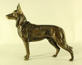 Vintage Brass German Shepherd Dog Sculpture Figure Decorative