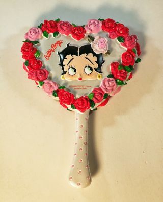 Betty Boop Bed Of Roses Sculpted Resin Hand Mirror