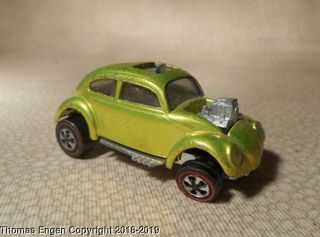 Vintage Redline Hot Wheels Custom Volkswagen Vw Bug Antifreeze Green Mattel