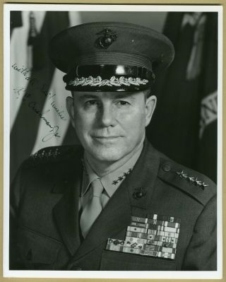 Robert E.  Cushman Jr (1914 - 1985) - Marine Corps Gen.  - Navy Cross - Signed Photo