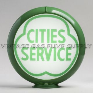 Cities Service 13.  5 " Gas Pump Globe W/ Green Plastic Body (g114)