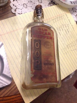 Old Oscar Pepper Paper Label Pre Pro Whiskey Bottle Pint