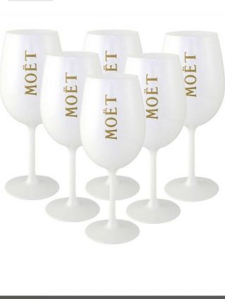 Moet Chandon Ice Imperial White Acrylic Champagne Glass Goblet X 4