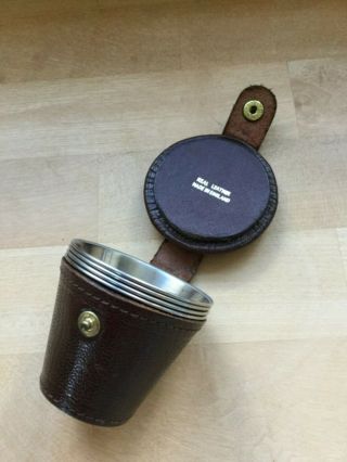 Vintage Hunting Nip/stirrup Cups In Leather Holder