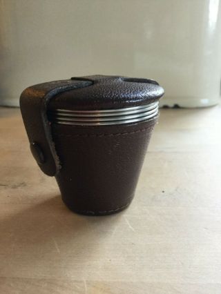 Vintage Hunting Nip/Stirrup Cups in Leather Holder 3