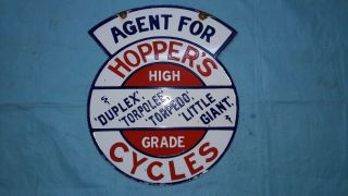 Porcelain Agent For Hoppers Enamel Sign Size 18 " X 15 " Inches 2 Sided