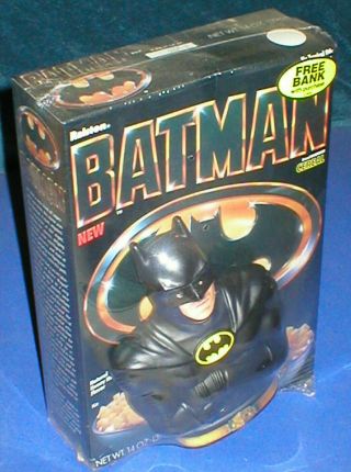 ☆ 1989 Batman Cereal Box Bank Premium Ralston Mib