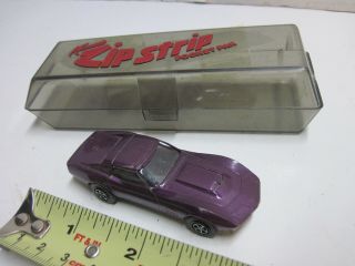 Vintage Kenner Zip Strip Purple Corvette Stingray Pocket Pak Case Usa Toy Car