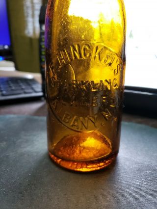 Albany,  N.  Y/ Amber Blob Top Bottle/ F.  Hinckel 