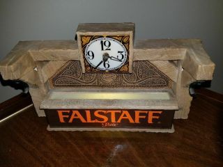 Light - Up Clock Falstaff Beer Bar Tavern Advertising Sign Plastic Vintage