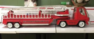 Vtg.  Nylint Fire Truck Ladder Engine And N.  F.  D 6 Turbo Power 30 " 400 Tires.  A42