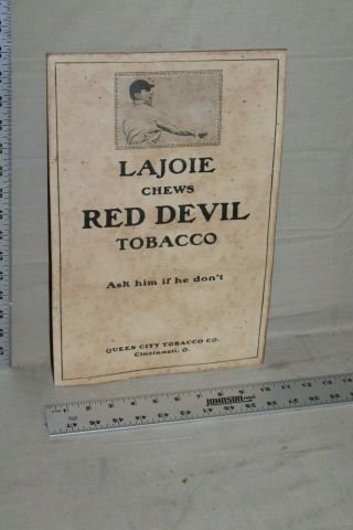 Scarce Circa 1900 Lajoie Chews Red Devil Tobacco General Store Display Sign Bat