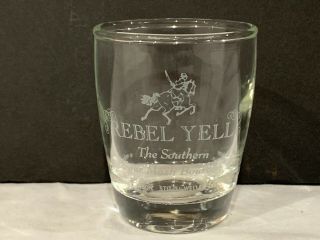 Vintage Rebel Yell Etched Bourbon Whiskey Shot Glass - Stitzel Weller Distillery