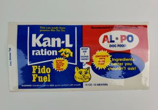 Vintage Comic Can Funny Label Kan - L Alpo Dog Food Vinyl Wrap Soda Can Fido Fuel