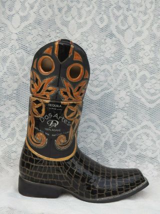 Tequila Anejo Dos Artes Mendez Torres Agave Cowboy Boot Shoe Decanter Rare 2