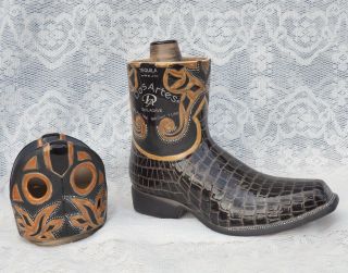 Tequila Anejo Dos Artes Mendez Torres Agave Cowboy Boot Shoe Decanter Rare 3