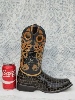Tequila Anejo Dos Artes Mendez Torres Agave Cowboy Boot Shoe Decanter Rare 4