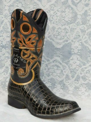 Tequila Anejo Dos Artes Mendez Torres Agave Cowboy Boot Shoe Decanter Rare 5