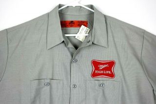 Miller High Life Beer Xxl Delivery Guy Gray Work Shirt Red Kap Short Sleeve