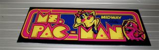 Ms Pac Man Arcade Machine Marquee Screen Printed 1/4 " Lexan