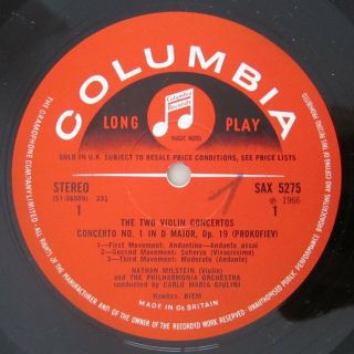 Listen to the FULL record: Nathan MILSTEIN - Prokofiev - Columbia SAX 5275 - ED1 3