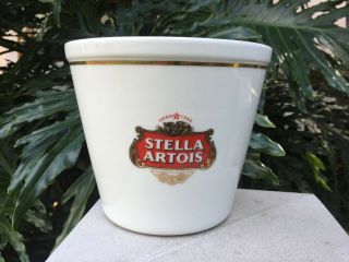Rare Vintage Stella Artois Ceramic Ice Bucket Belgium Great Bar Decor