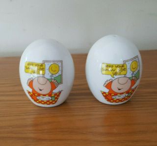 Vintage Ziggy - Keep Your Sunny Side Up,  Salt And Pepper Shakers With Plugs.
