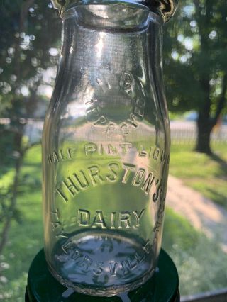 Thurston’s Dairy Half Pint Milk Bottle Taylorsville North Carolina Nc - Rare Find