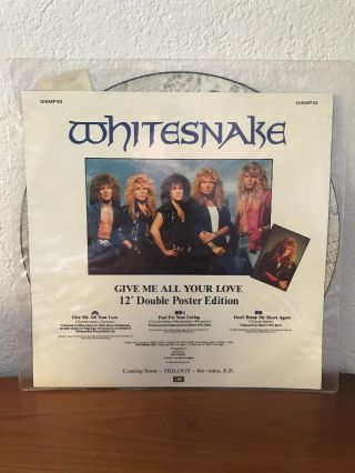 Whitesnake Give Me All All Your Love 1987 EMI Picture Disc w/Double Poster 2