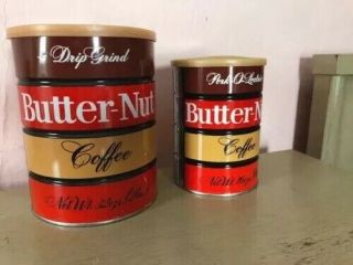 2 Vintage Empty Butter - Nut Coffee Cans