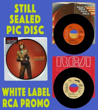 David Bowie 45rpm Vinyl 3 Pack “rebel Rebel” 1974 Rca Promo & “sorrow” 40th Anni