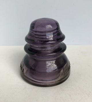Vintage Purple Whitall Tatum Glass Insulator No.  1 Made In Usa 21