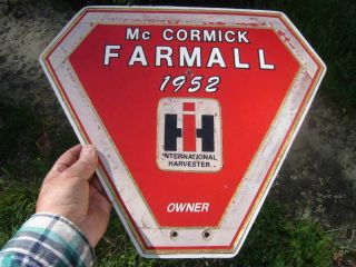 Rare 1952 International Harvester Mccormick Farmall Slow Moving Sign