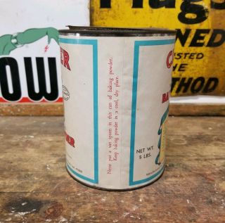 Vintage 5 lb Clabber Girl Baking Powder Tin Can - Rare Size 4