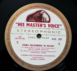 HMV ASD 525 Vienna Philharmonic On Holiday Rudolf Kempe ED 1 Cream / Gold Label 7