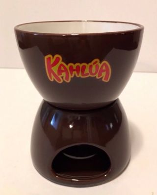 Brown Ceramic 2 Pc " Kahlua " Tealight Warmer Fondue Melting Pot