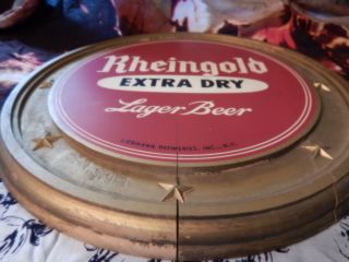 Vintage 1950 ' s Wood Rheingold Extra Dry Lager Beer - Lieberman Brewery Beer Sign 3