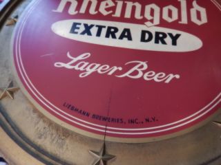 Vintage 1950 ' s Wood Rheingold Extra Dry Lager Beer - Lieberman Brewery Beer Sign 4