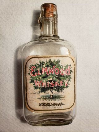 Elmwood Whiskey Bottle Paper Label V.  E.  Shields & Son Cincinnati O Cork Top Pint